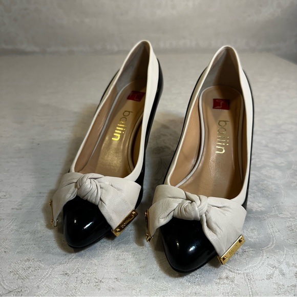 Ballin Italy Black & Cream Bow Heels – Size 35 (Approx US 5) - Picture 2 of 9